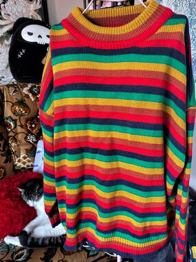 Mockneck Sweater Red & Green